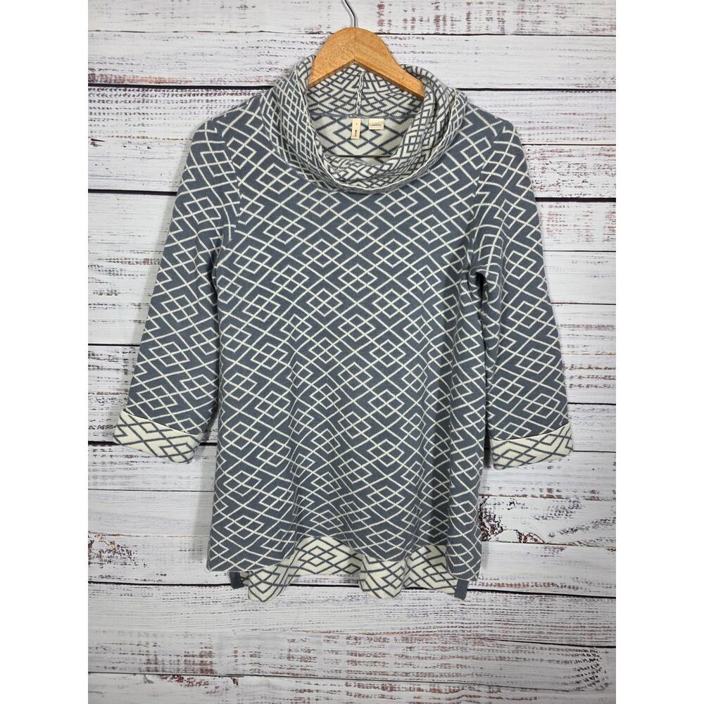 Moth Anthropologie Grey White Turtleneck Soft Alpaca Blend Sweater Size M